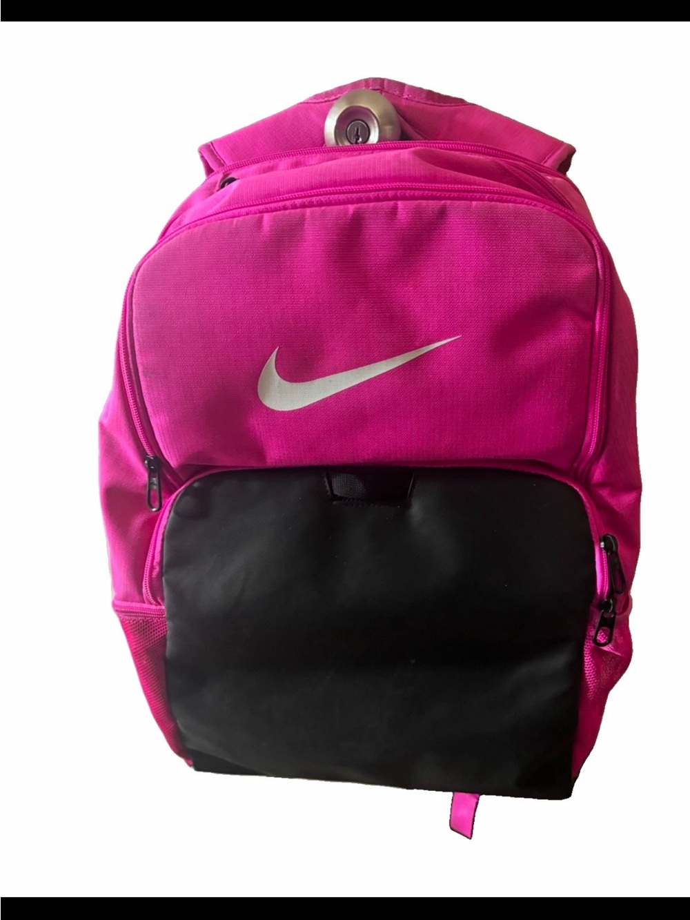 Nike large Backpack Pink/Black 7 zippers, basketball pocket